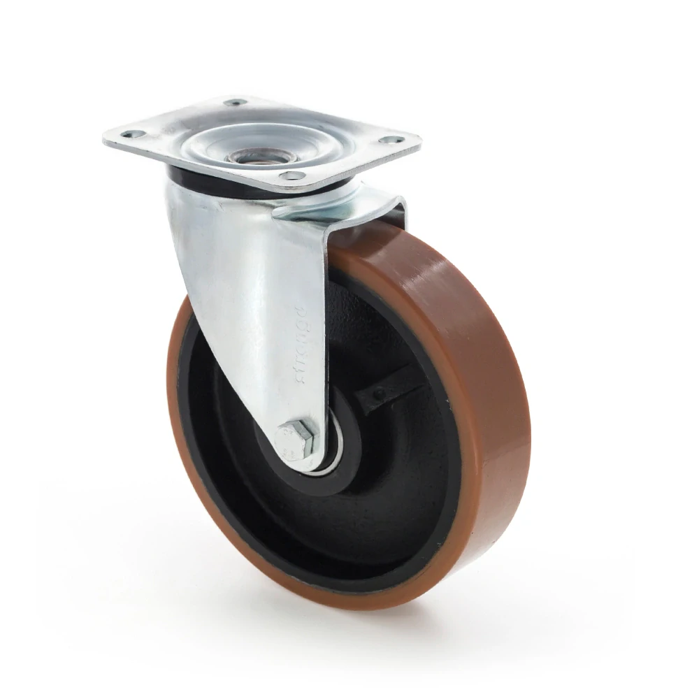Průmyslová kladka / kolečko otočné polyuretanové 125 × 38 mm, nosnost 400 kg