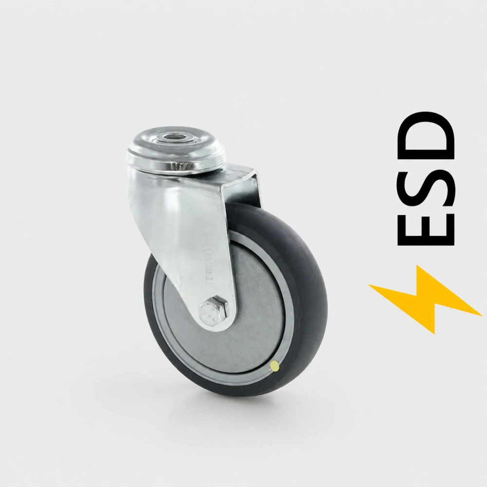 ESD přístrojová kladka otočná/kolečko otočné 75 mm se středovým otvorem, nosnost 60 kg