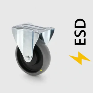 ESD průmyslová kladka pevná/kolečko pevné 100 mm s deskou, nosnost 100 kg
