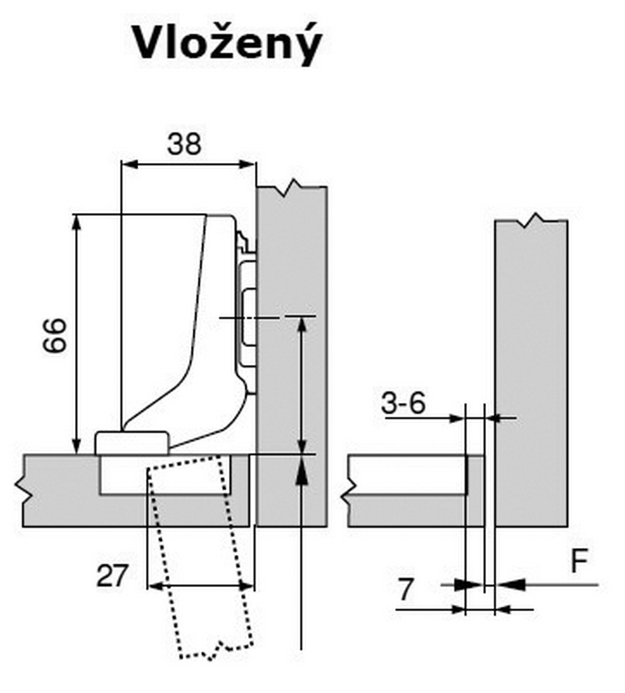 Závěs/pant BLUM CLIP 100° vložený