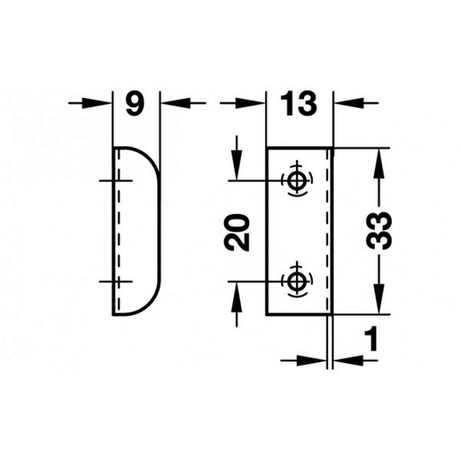 HAF Protiplech 33 × 13 mm k přišroubování NI
