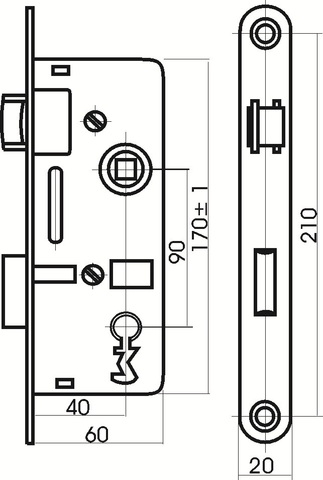 Zámek TS K 60/90/40 PL s otv.B.zn