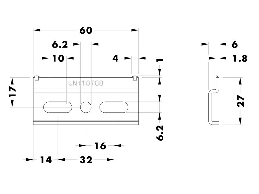 Plech závěsný CAMAR 60 × 27 mm
