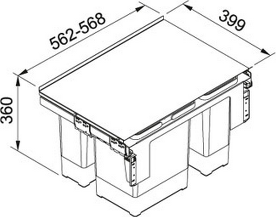 Odpadkový koš FRANKE GARBO 60-3 1 × 12 l, 1 × 18 l, 1 × 8 l