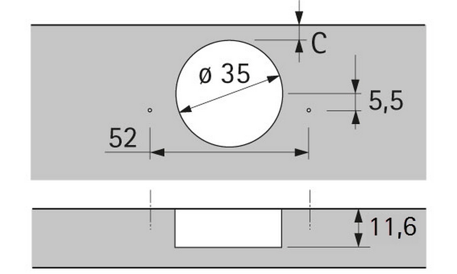 Závěs HET SENSYS 8657i naložený 165° TH52 Silent System k přišroubování