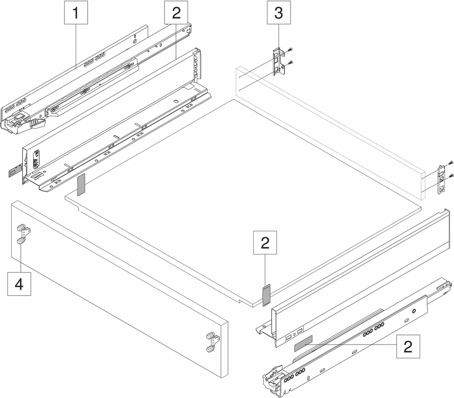 LEGRABOX TIP-ON BLUMOTION 500 M 40 kg bílá – komplet