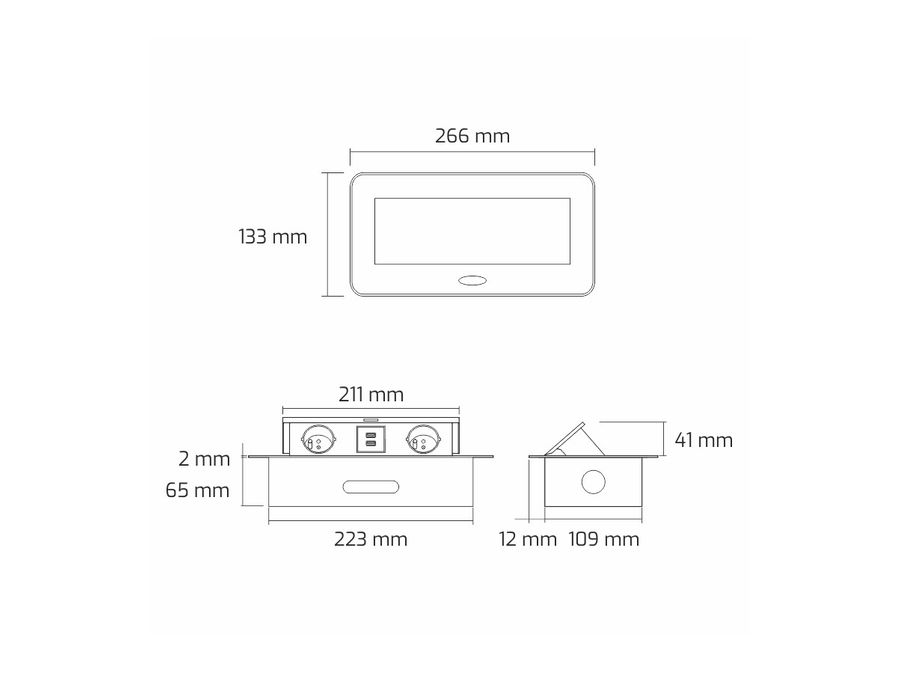Zásuvka výklopná DL KOMBI BOX 3x zásuvka 230 kabel 1,5 m AL