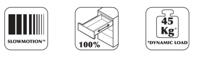 Plnovýsuv kuličkový LEVEL SLIDE 500 mm s tlumením - nosnost 45 kg