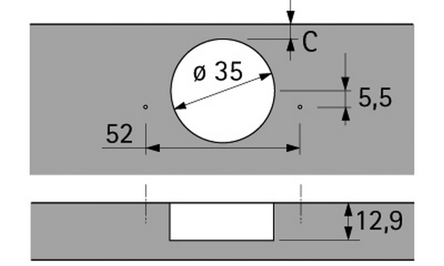Závěs HET SENSYS 8645i naložený 110° TH52 Silent System k přišroubování