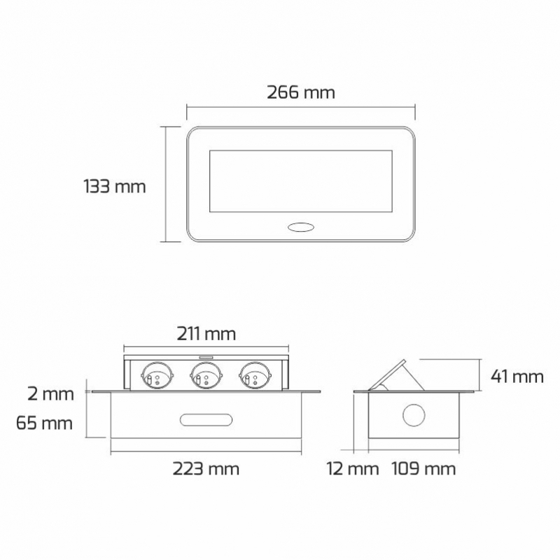 Zásuvka výklopná DL KOMBI BOX 3x zásuvka 230 kabel 1,5 m AL